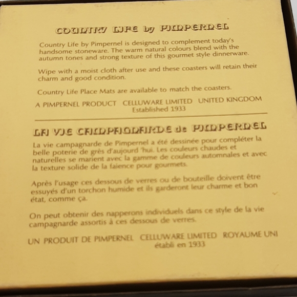 Vintage Country Life by Pimpernel 6 Coasters 863 Indoor Gardens Original Box - Picture 8 of 8